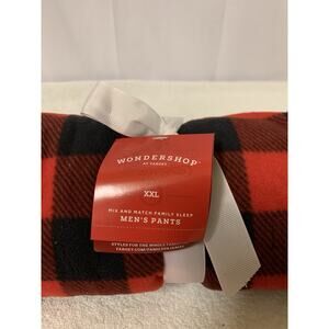 MENS SLEEP / LOUNGE PANTS Red/Black Check Plaid MICROFLEECE XXL WONDERSHOP